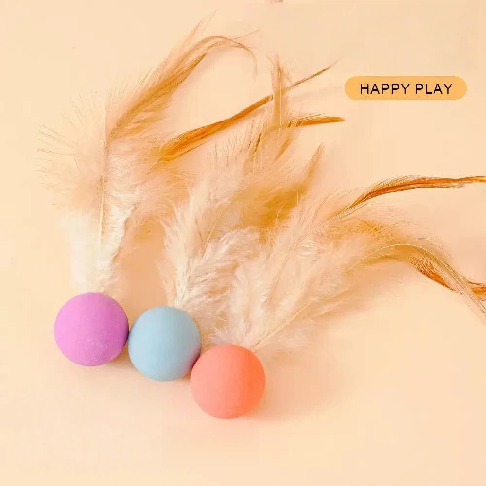 Cat Toy Feather Bouncy Cat Play Ball