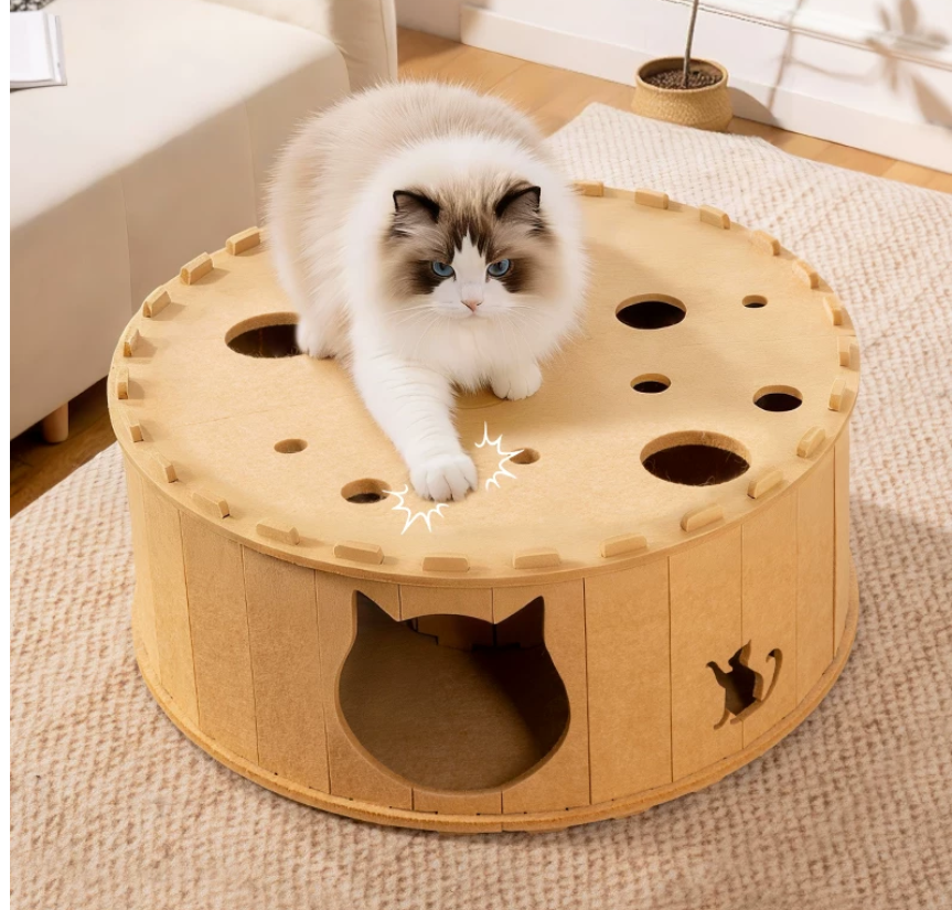3-in-1 Felt Cat Cave & Scratcher – Cozy Hideaway for Play & Rest