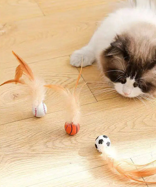 Cat Toy Feather Bouncy Cat Play Ball