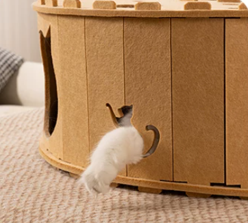 3-in-1 Felt Cat Cave & Scratcher – Cozy Hideaway for Play & Rest